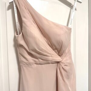 Azazie Brooke Blushing Pink One-Shoulder Dress